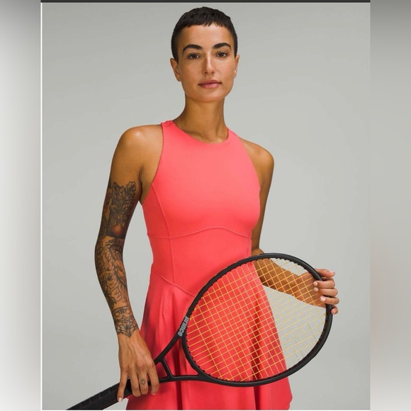 Light Blue Lululemon Court Crush Tennis Dress with Built-in Bra and Shorts - Picture 13 of 15